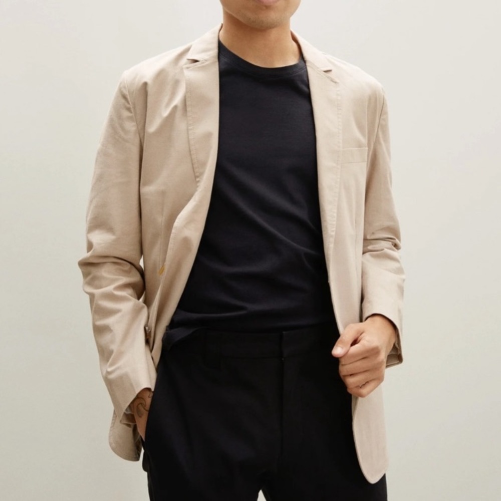 EVERLANE The Casual Blazer Jacket Beige Cotton Linen Size 40